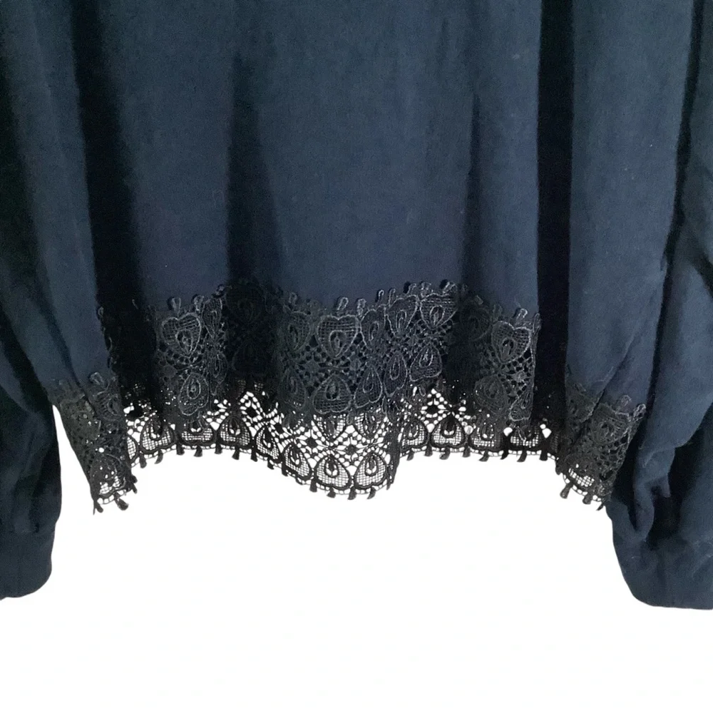 The Kooples x Sport Lace Hem Logo Front Pullover Long Sleeve True Navy Soft